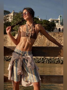 Free People Saylor Poplin Stripe Shorts